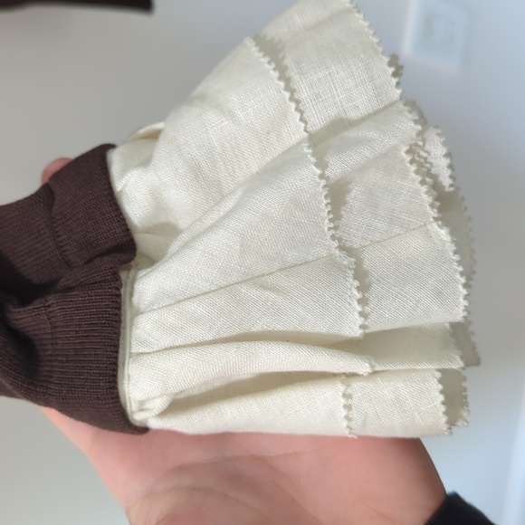 Tory Burch Brown Ivory Ruffle Victorian Sweater - Picture 4 of 4
